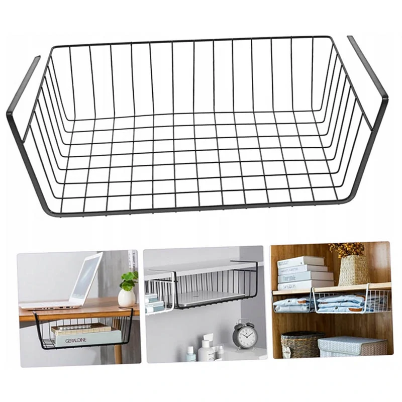Závesný kovový košík pod policu čierny