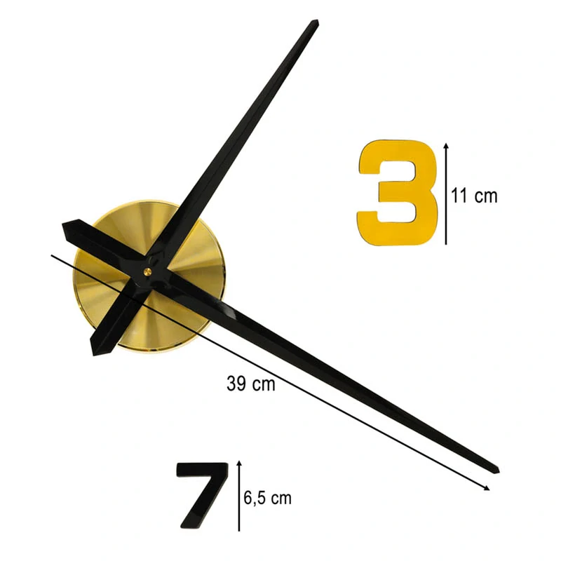 Nástenné nalepovacie hodiny DIY s nastaviteľným priemerom 100–120 cm čierno-zlaté