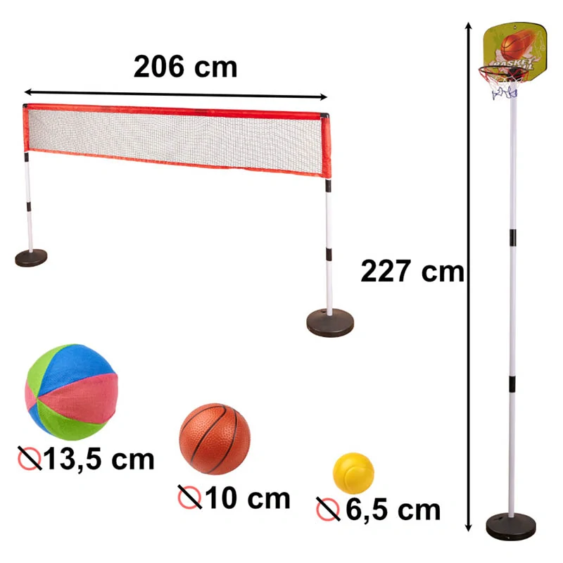 Športová sada pre deti 5v1 - bedminton, tenis, volejbal, basketbal a frisbee