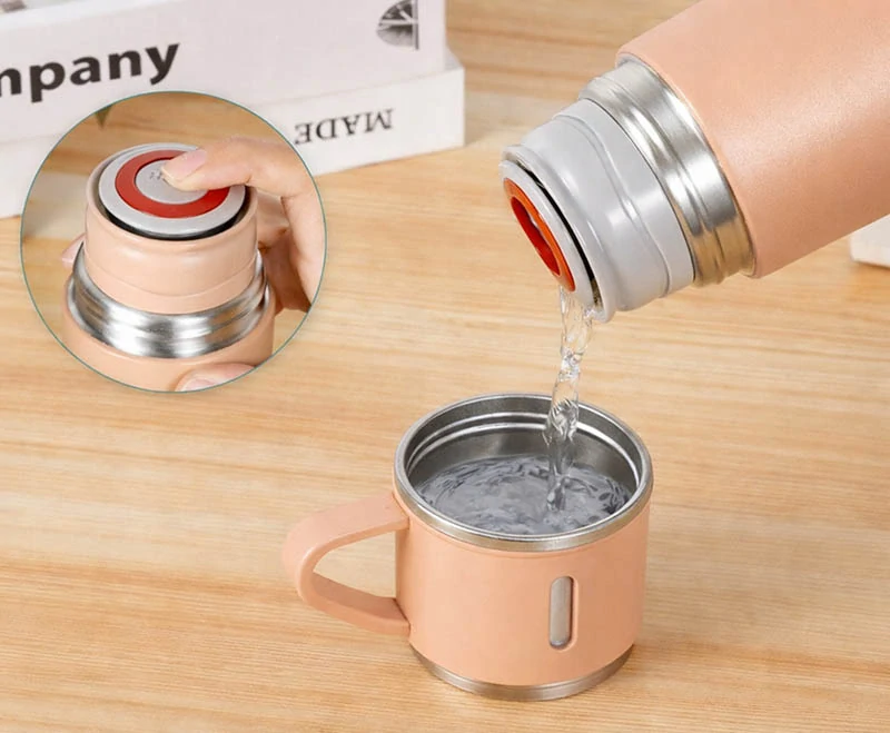Termoska 400 ml s 3 pohármi ružová
