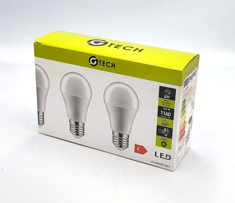 LED žiarovka G-Tech A60 E27 12 W – balenie 3 ks