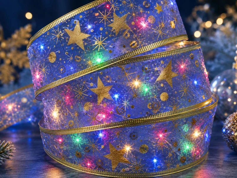 Vianočná LED stuha na stromček 4 m fialová