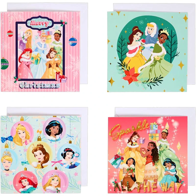 Disney Princess vianočné pohľadnice s obálkami – 8 ks