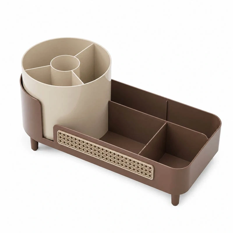 Kozmetický organizér s otočnou základňou v odtieni kašmír