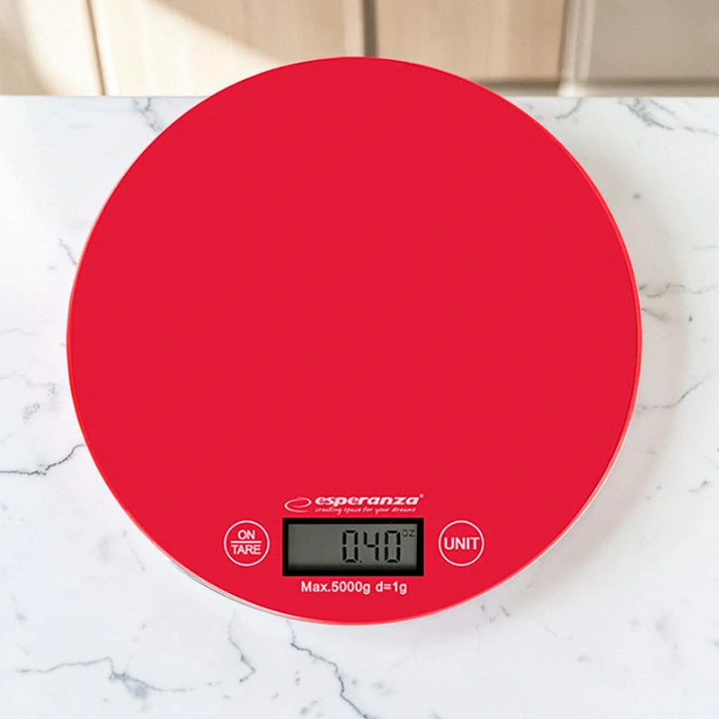 Okrúhla digitálna kuchynská váha Esperanza MANGO Red do 5 kg
