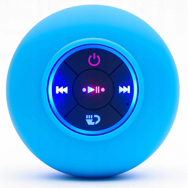 Modrý mini Bluetooth reproduktor s prísavkou IPX4