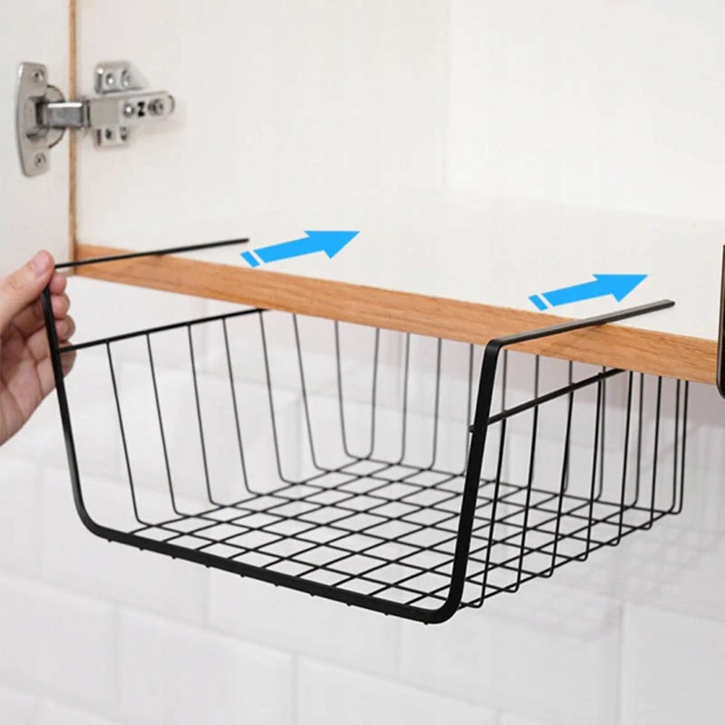 Závesný kovový košík pod policu 30 × 22 × 12,5 cm čierny