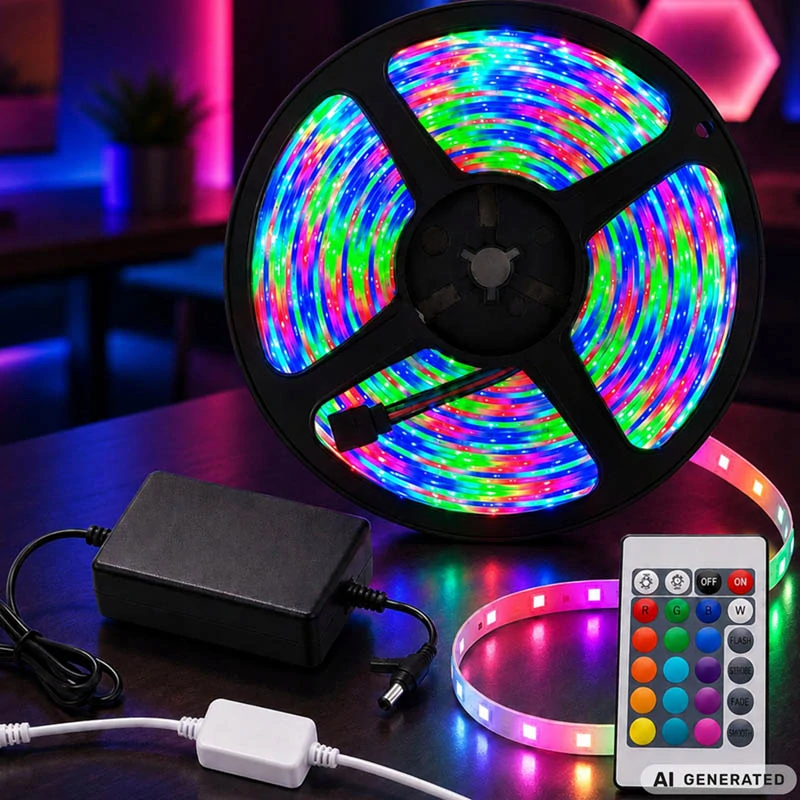 RGB LED pás 10 m 5050, 12 V, s aplikáciou, ovládačom a Music Sync