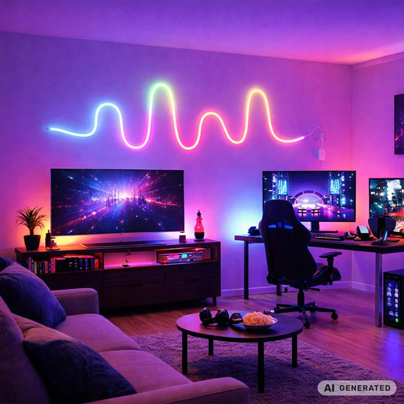 Flexibilný neónový RGB LED pás 5 m s Bluetooth, aplikáciou a diaľkovým ovládaním