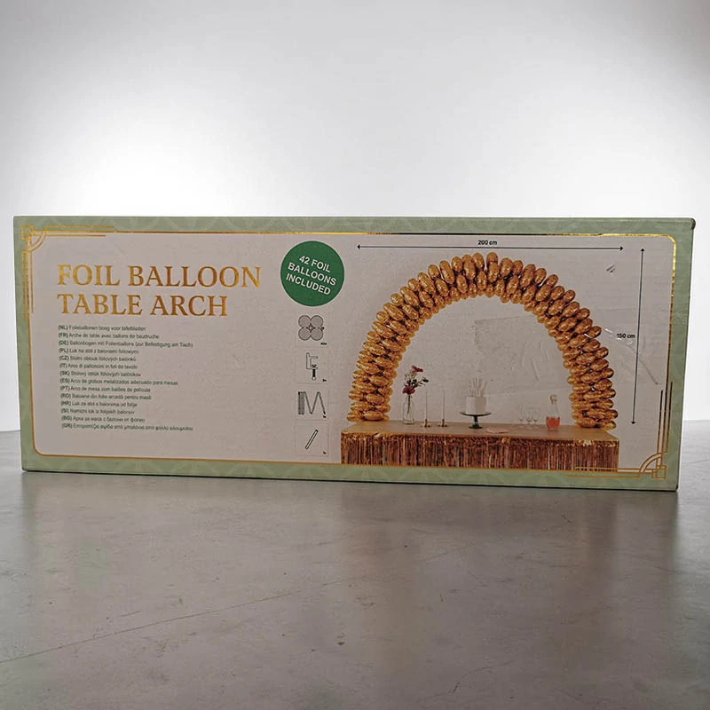 Stolový balónový oblúk so zlatými fóliovými balónmi 200 × 150 cm