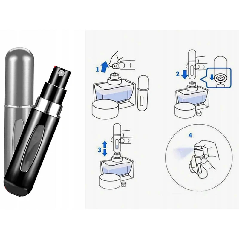 Cestovný atomizér na parfumy 5 ml čierny