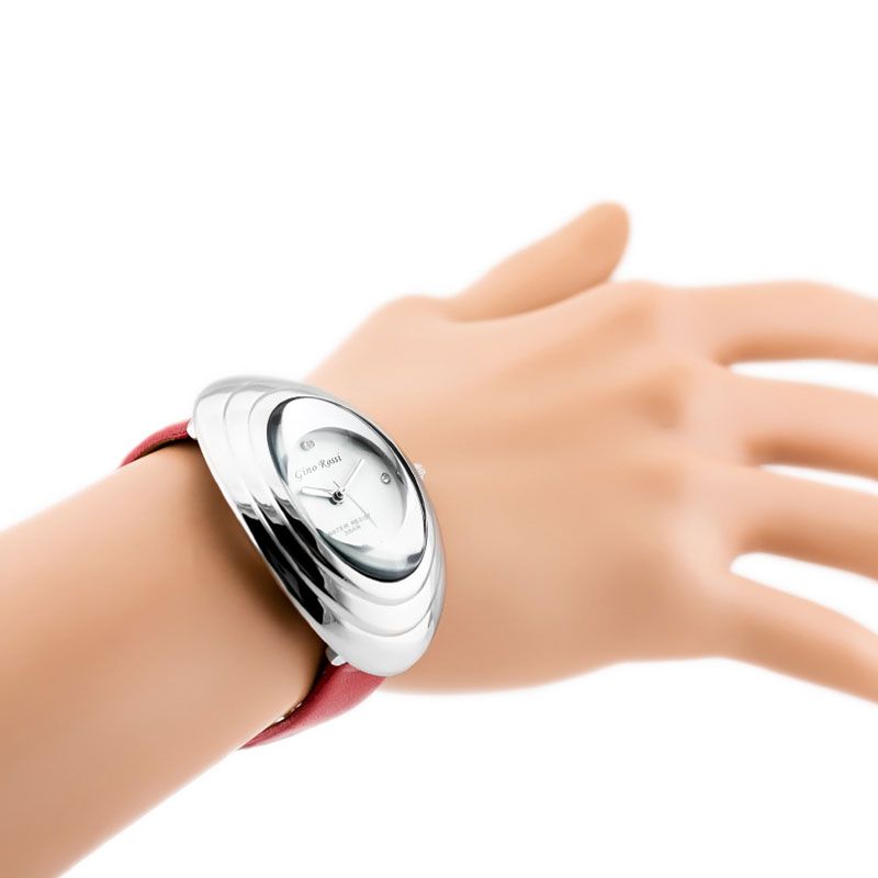Náramkové hodinky GINO ROSSI - 6490A silver/red