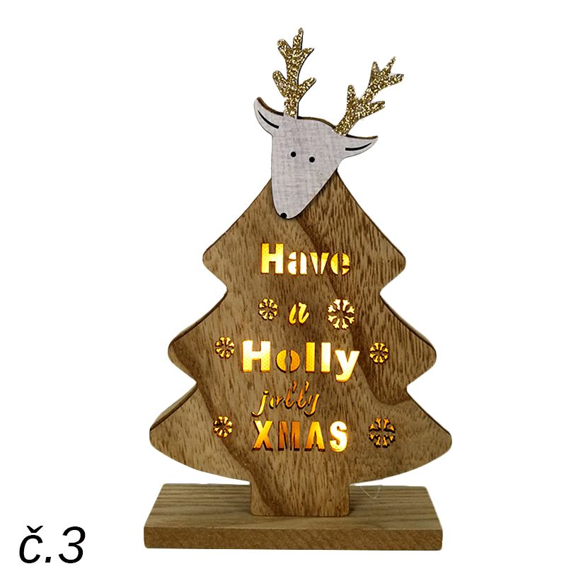 Drevená dekorácia svietiaca Merry Christmas