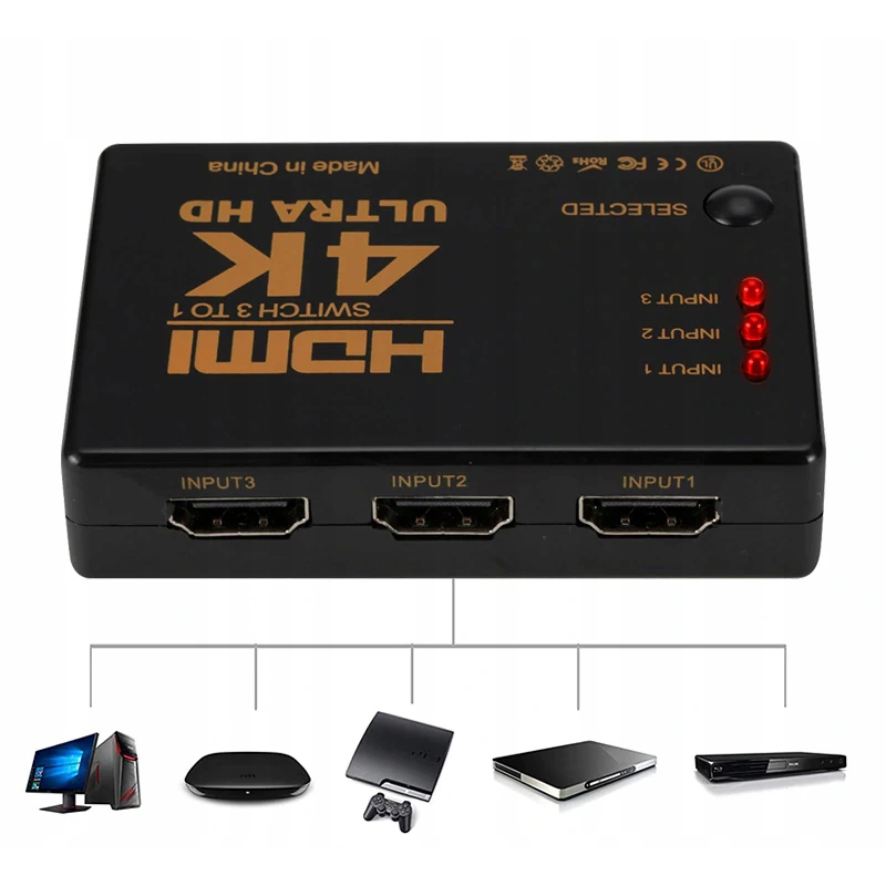 HDMI switch s 3 slotmi s diaľkovým ovládaním