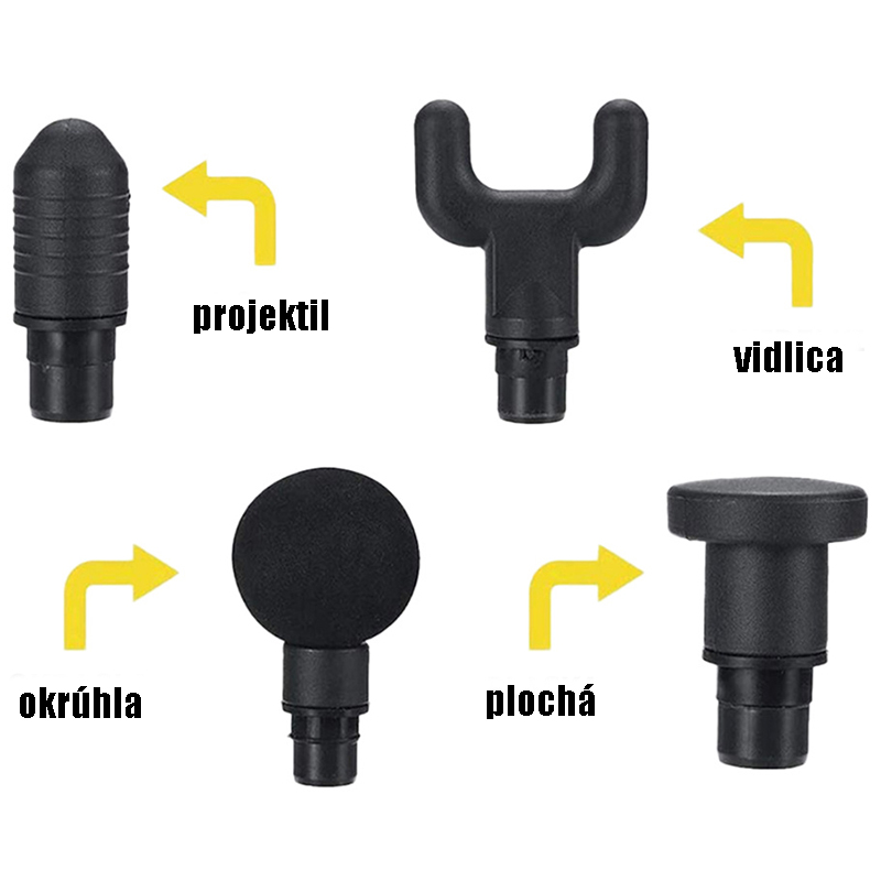 Pištoľ na masírovanie tela + 4 hlavice