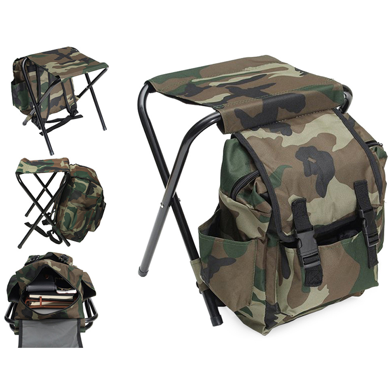 Turistická skladacia stolička s taškou camouflage 3v1