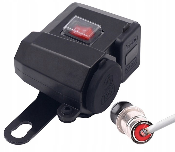 Nabíjačka zapaľovač 12V na motocykel s voltmetrom + 2xUSB