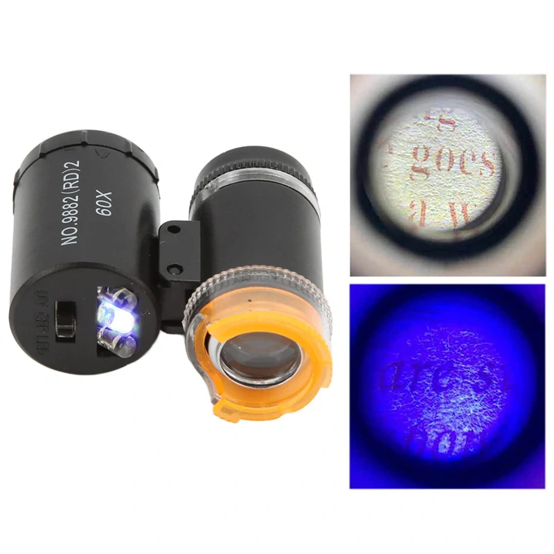 Vreckový mikroskop 60× s LED a UV osvetlením