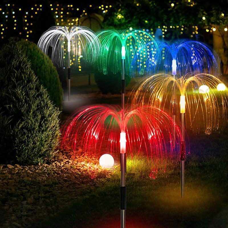 Medúza - Sada 2ks solárnych záhradných lámp RGB 6LED 80cm