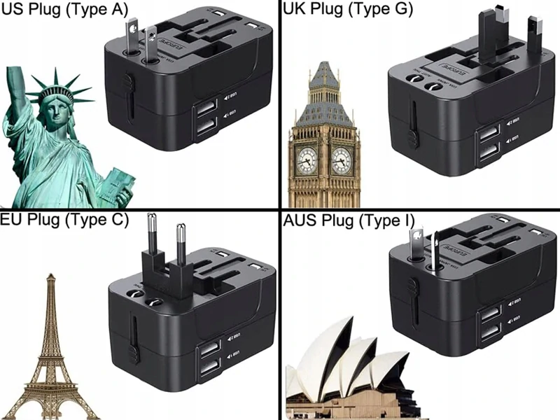 Univerzálny cestovný adaptér do zásuvky EÚ, UK, USA a Austrália