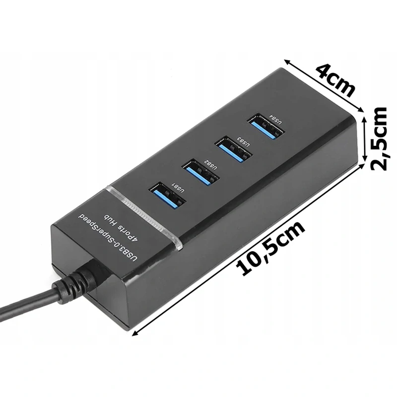 Hub 3.0 – 4× USB porty čierny