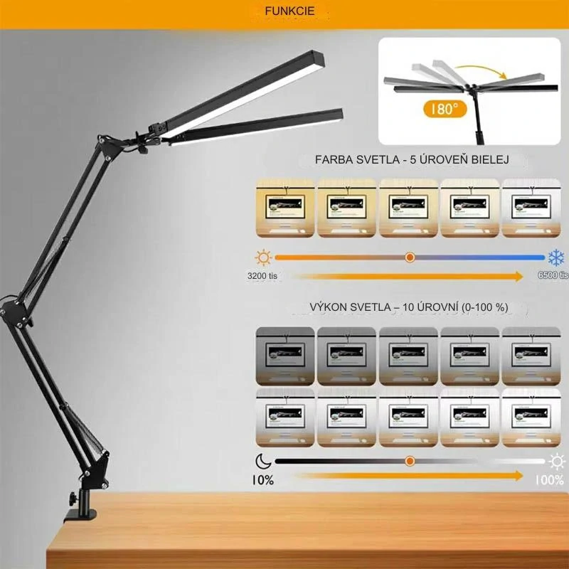 Pevná kancelárska stolná lampa 160LED 24W