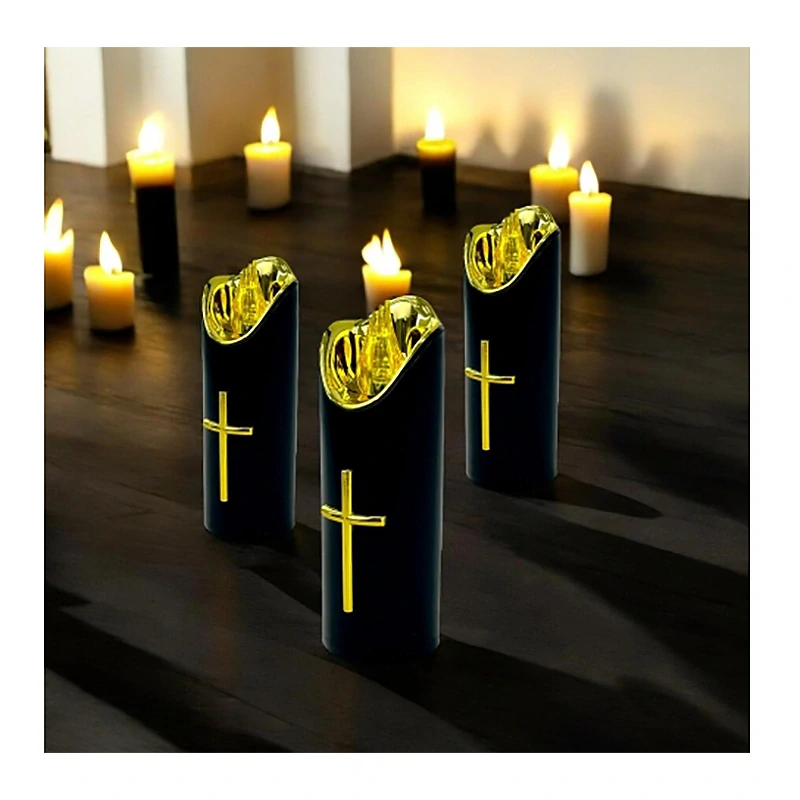 Sviečka s krížom LED na batérie 15 cm