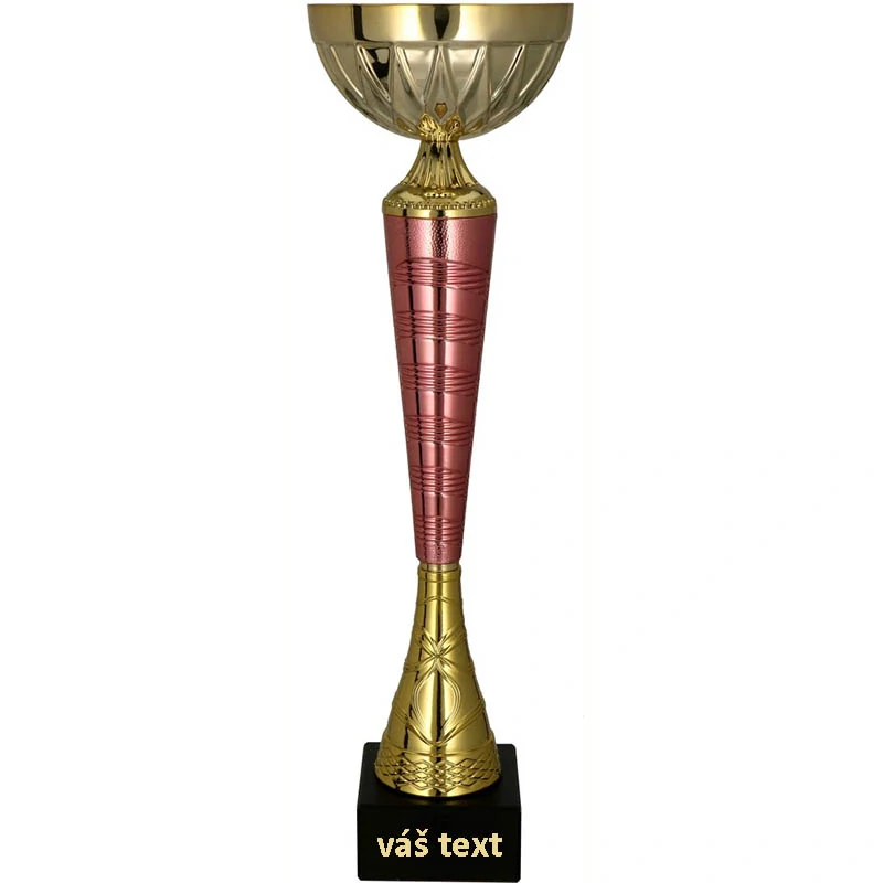 Pohár ružovo-zlatý - výška: 47,5 cm / ø kalicha: 16cm