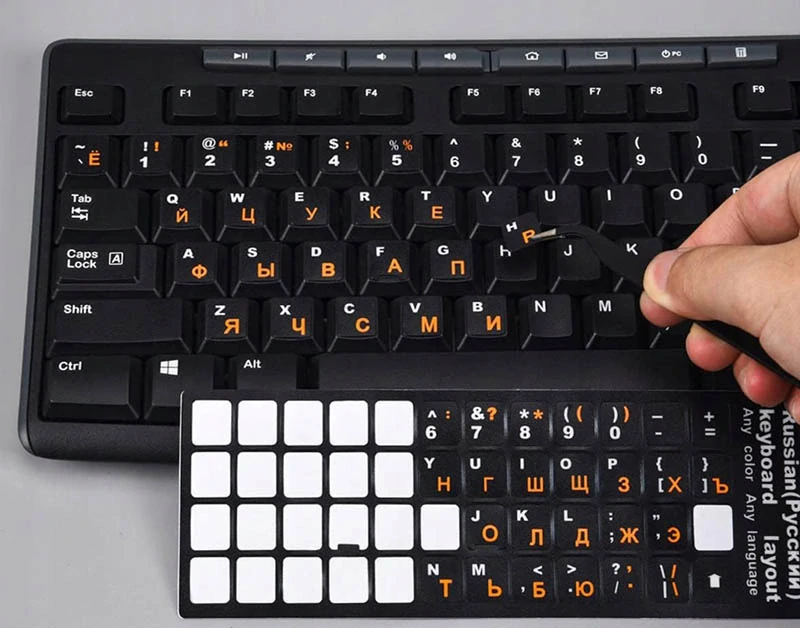 Nálepky na klávesnicu QWERTY + azbuka