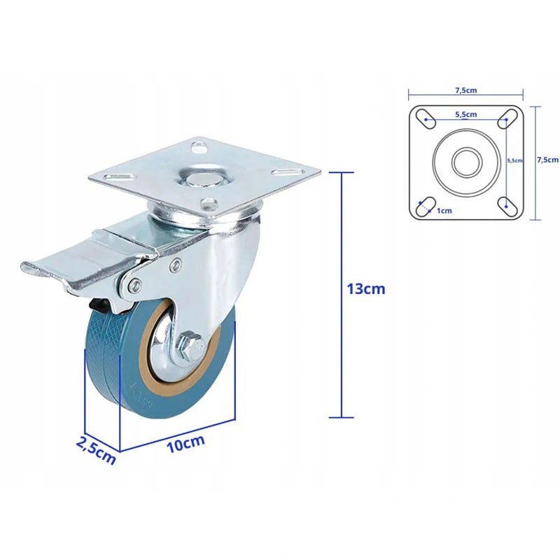 Otočné nábytkové koliesko 4" 100mm s brzdou