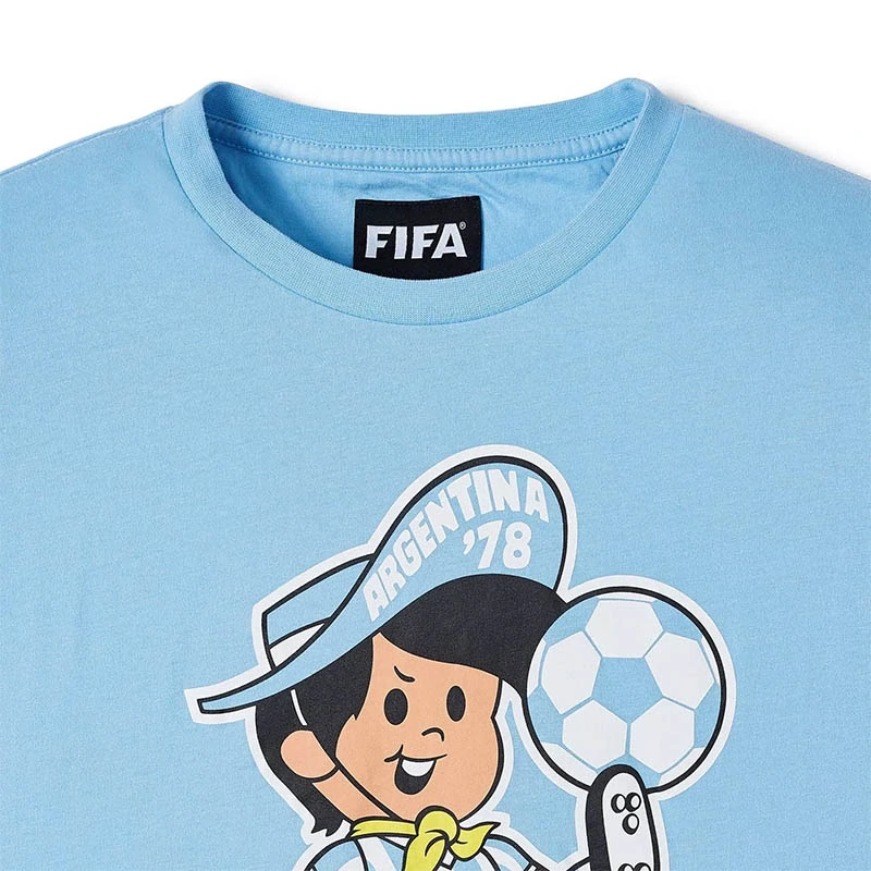 Tričko Retro FIFA Classics Argentina "78 Mascot Gauchito – modrá: veľkosť "M"