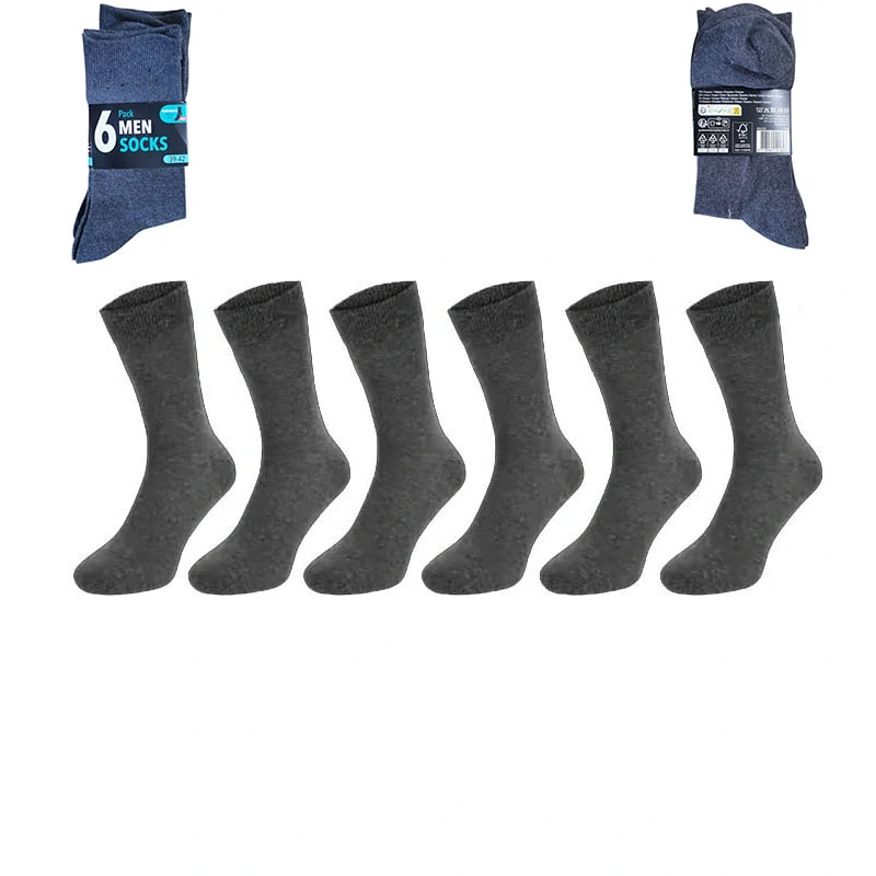 Pánske ponožky 6-pack - sivé, veľkosť 39–42