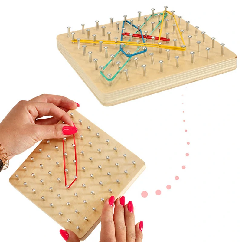 Drevený geoboard – tvorenie tvarov z gumičiek