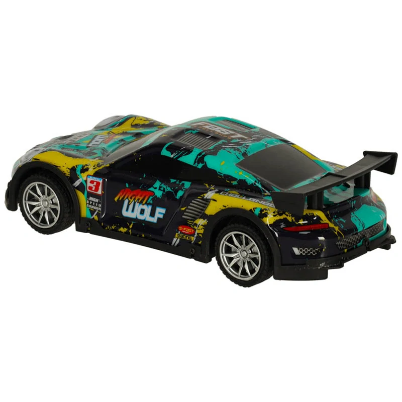 RC športové auto modro-zelené s akumulátorom a svetelnými efektmi