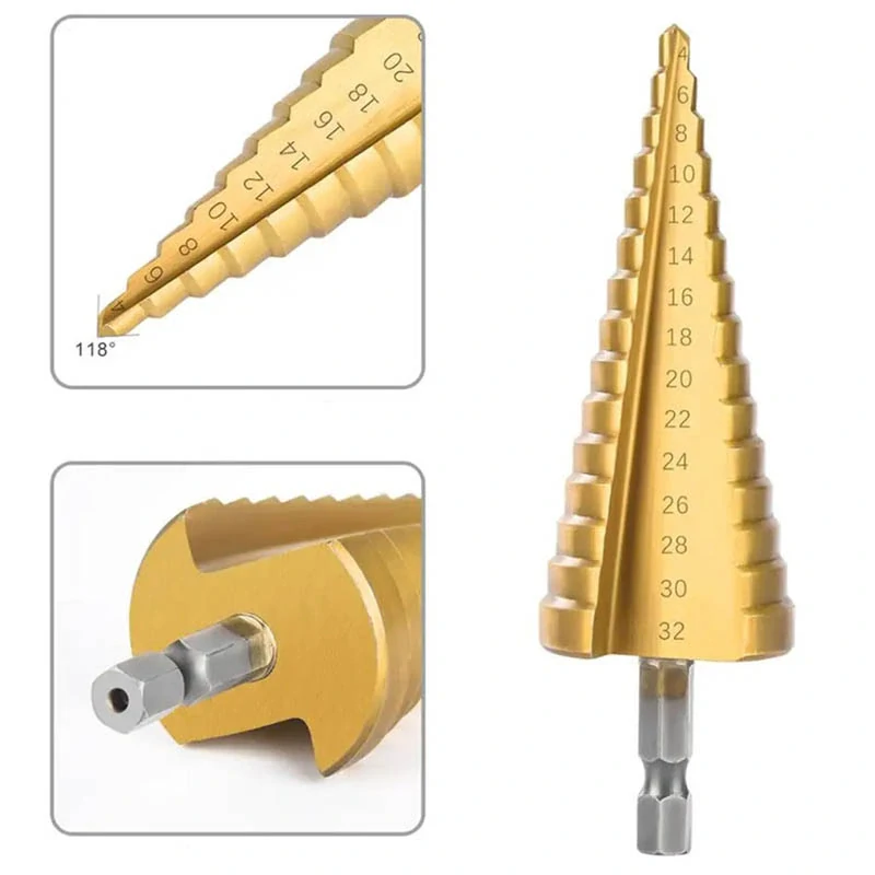 Sada stupňovitých vrtákov HSS s titánovým povlakom 4–32 mm (3 ks)