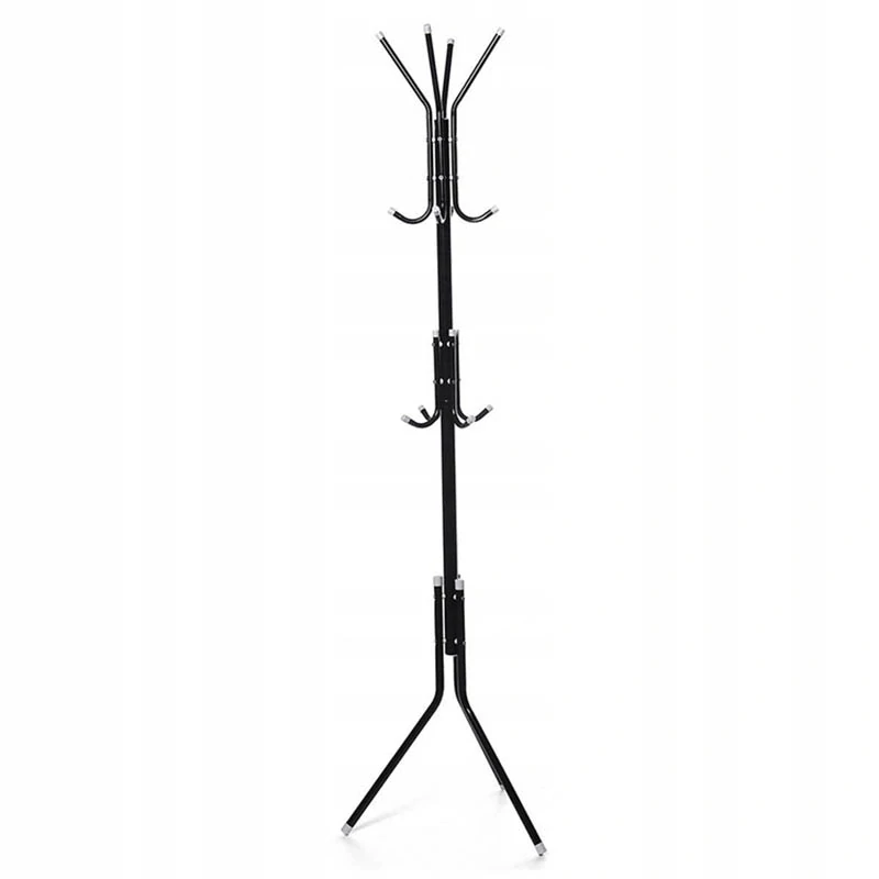 Stojanový vešiak na oblečenie – kovový čierny 174 cm