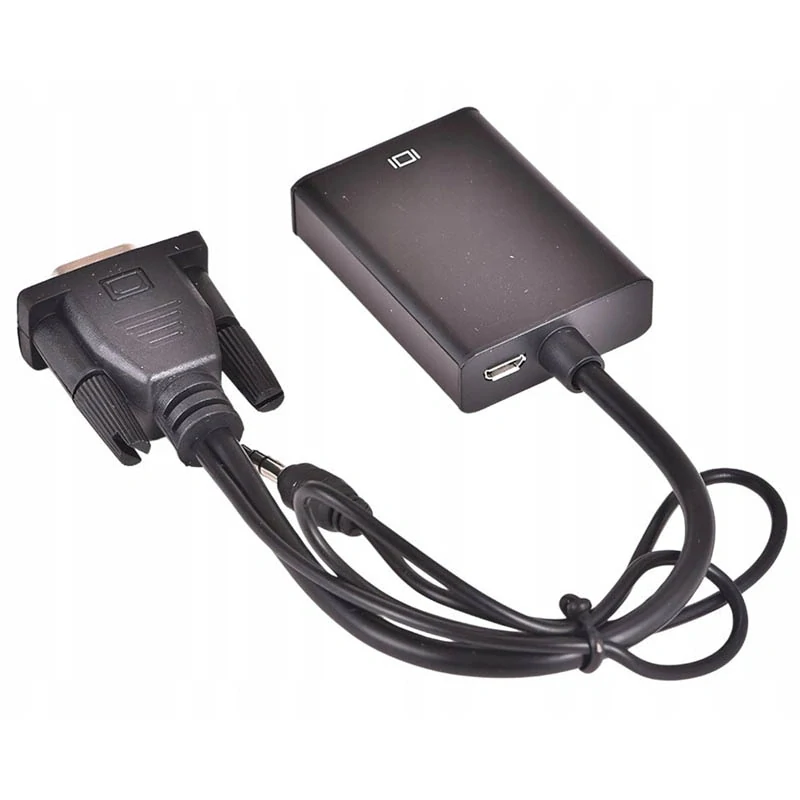 Kábel adaptér VGA – HDMI s jackom 3,5 mm a USB, Full HD