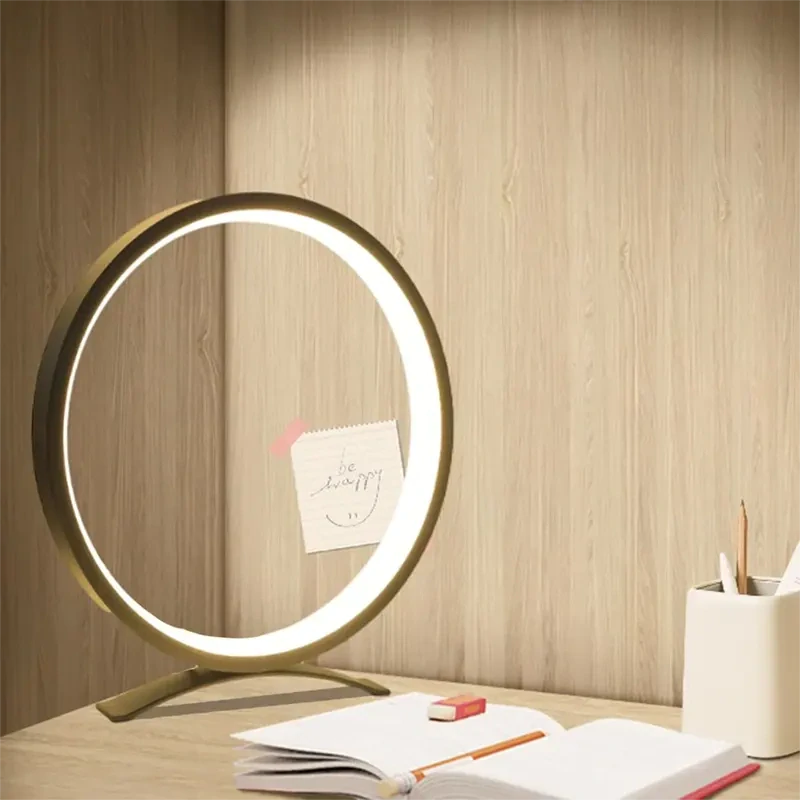 Moderná okrúhla stolová LED lampa čierna