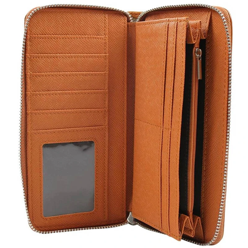 Dámska peňaženka z ekokože s uzatváraním na zips – karamelová, 19,5 × 10 × 2,5 cm