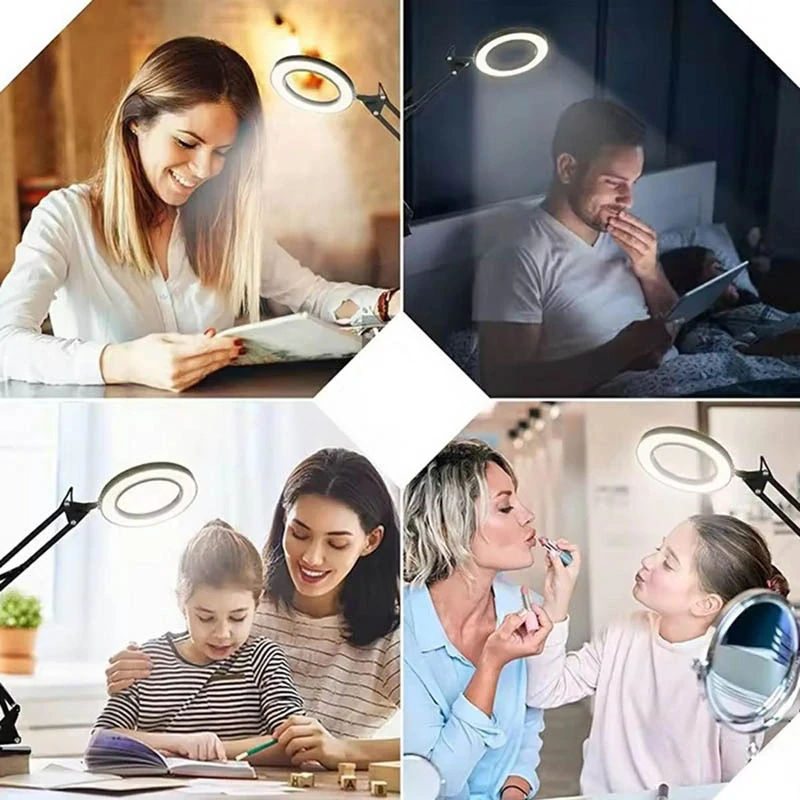 Stolová kozmetická lampa s lupou LED