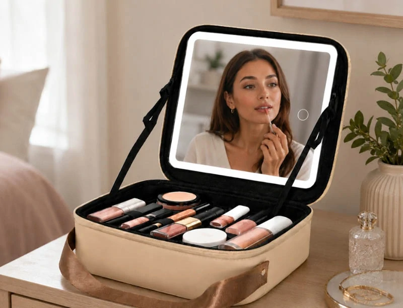 Kozmetický kufrík s LED zrkadlom