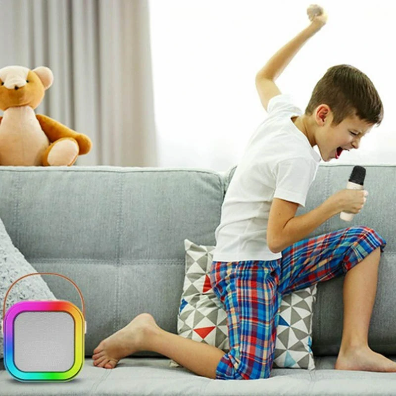 Prenosný karaoke set s Bluetooth reproduktorom a 2 mikrofónmi ružový