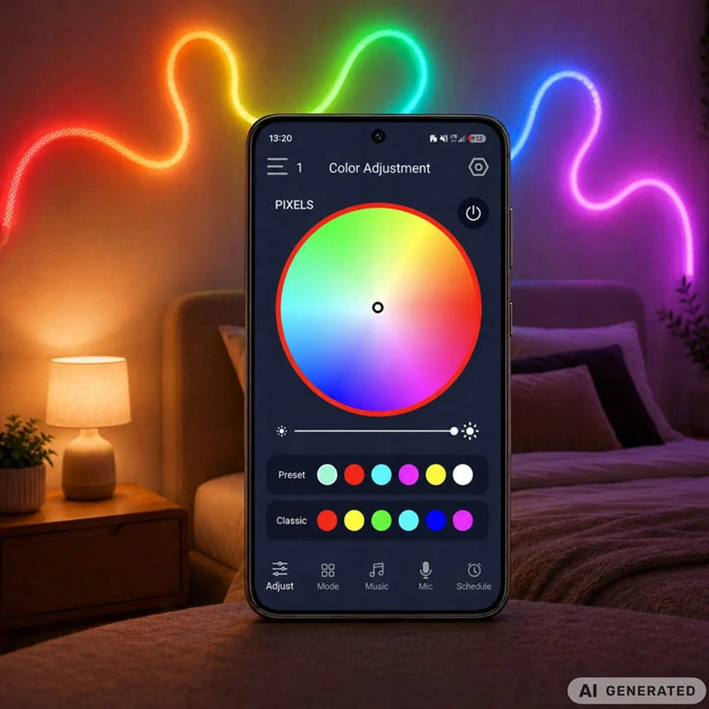 Vodeodolný RGB neónový LED pás 5 m IP67 s aplikáciou, ovládačom a Music Sync