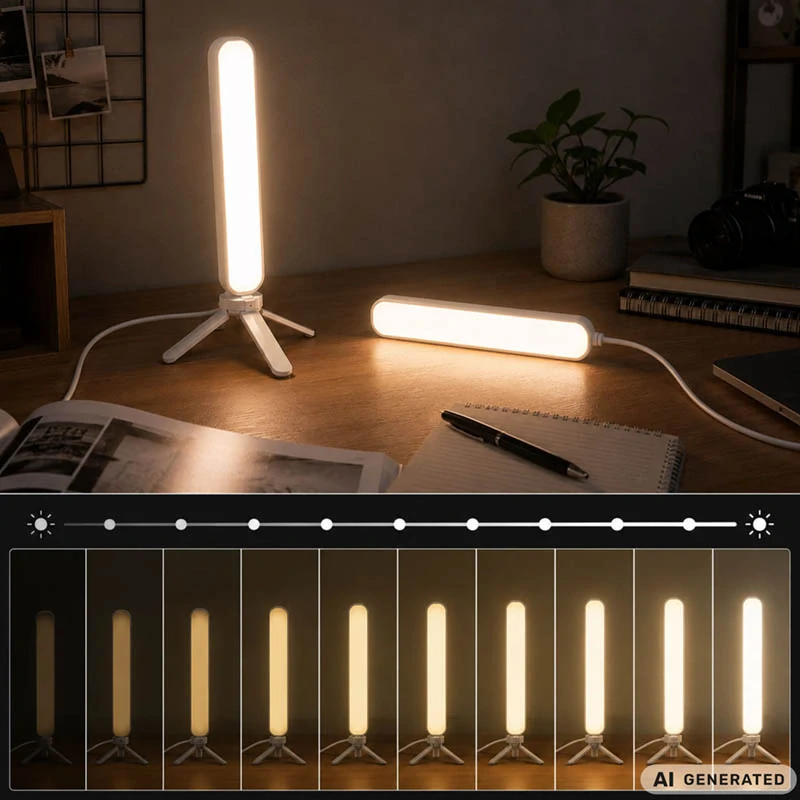 LED stolná lampa s 3 farbami svetla a 10 úrovňami jasu