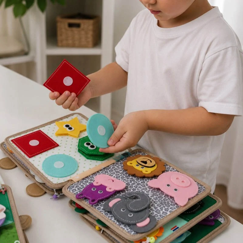 Montessori senzorická manipulačná knižka pre deti