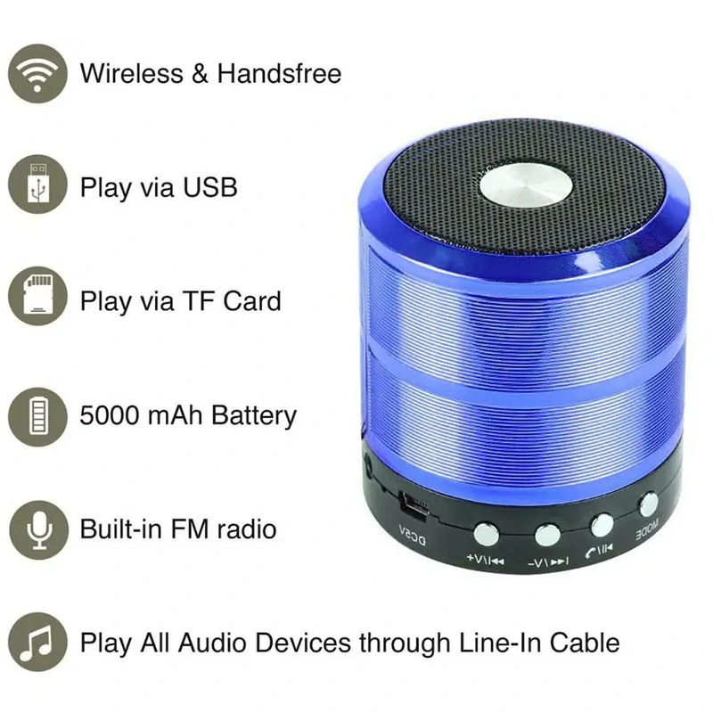 Bluetooth reproduktor valcový 3W prenosný