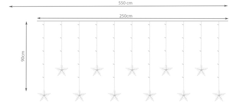 LED Vianočný svetelný záves STAR 108 LED 31V studená biela