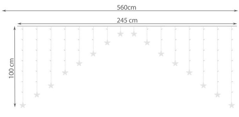 LED Vianočný svetelný záves STAR 136 LED 31V studená biela
