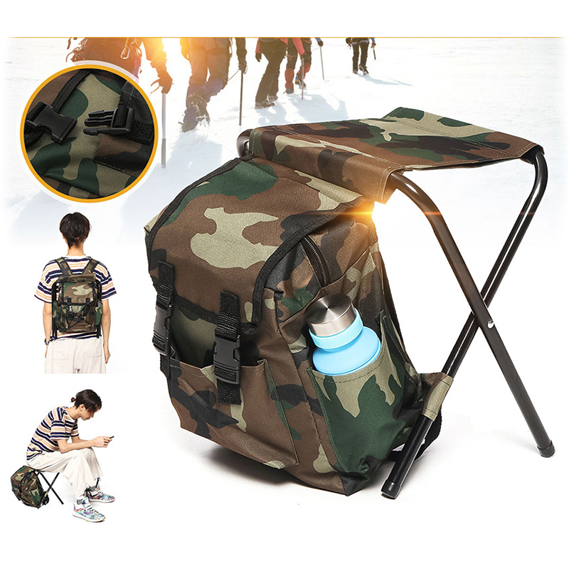 Turistická skladacia stolička s taškou camouflage 3v1
