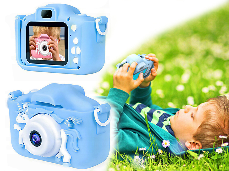Detský digitálny multifunkčný fotoaparát Jednorožec modrý
